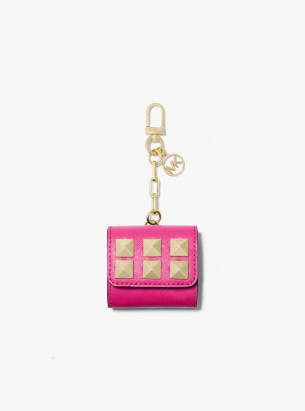 Damske Puzdro Na Mobil Michael Kors Studded Saffiano Leather Clip Case For Apple AirPods® Ruzove - Doplnky Michael Kors Akcia | NSPBD-5920